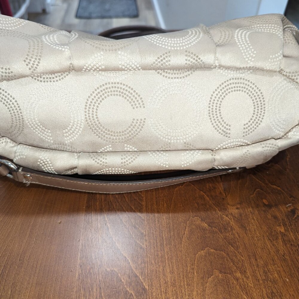 Good Used Condition Coach Khaki Canvas and Leather Satchel Bag. - Picture 5 of 10